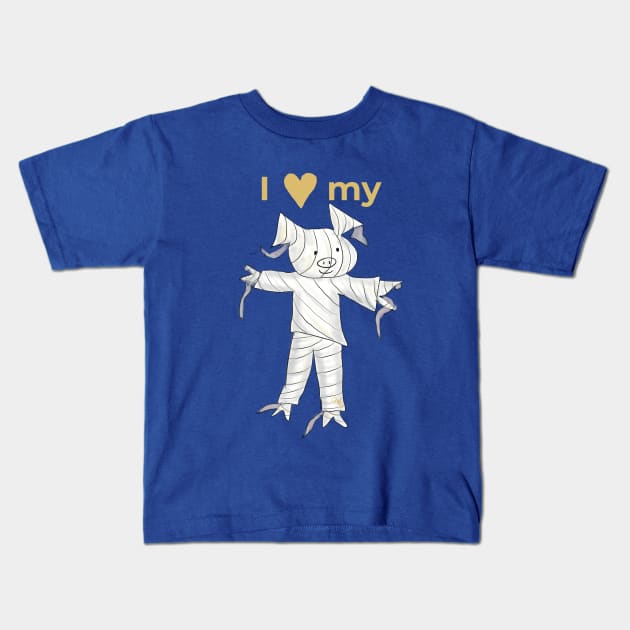 I love my Mummy! Gold Kids T-Shirt by PiggingJapan